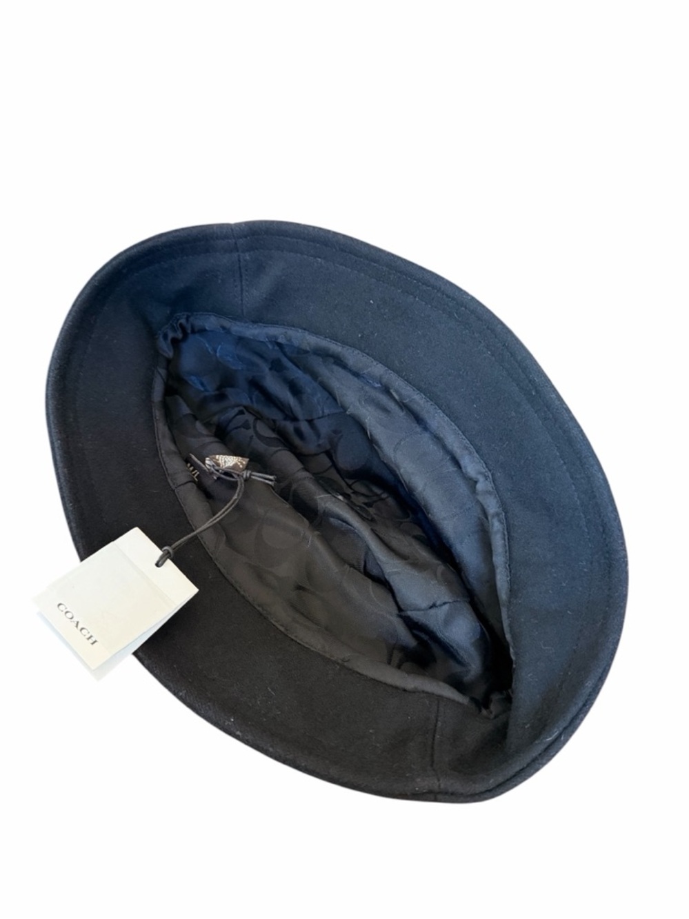 NWT COACH Vintage Woman's Black Wool Turnlock Bucket Hat Size M/L - Picture 4 of 7